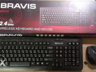 Беспроводная клавиатура+мышь BRAVIS BRK742 Black