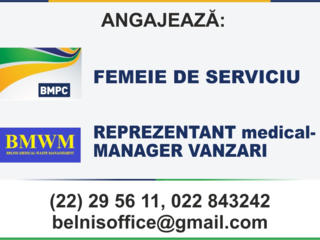 REPREZENTANT medical-MANAGER VANZARI! Femeie de serviciu!