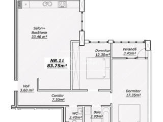 Se vinde apartament în varianta albă cu 3 camere, amplasat în sect. ..