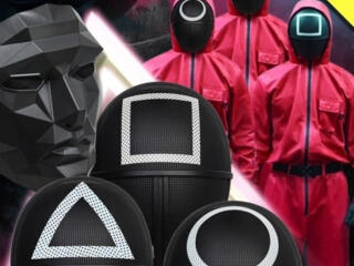 Маска кальмара и неоновая маска подарок на праздник новый год