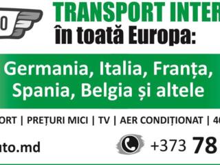 Transport internaţional în toată Europa: Germania, Italia, Franţa, Spania, Belgia