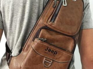 Мужская кожаная сумка-рюкзак Jeep