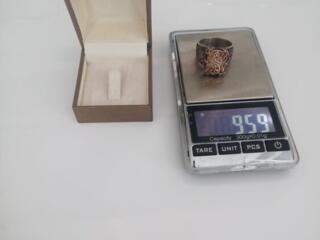 Кольцо серебро 925 с вставкой 2 грамм золото 375 проба