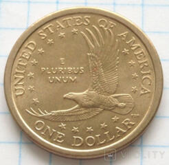 Коллекционная монета 1 Доллар США Сакагавея. Парящий орёл.