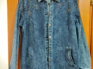Джинсовая куртка-пиджак, юбка, джинсы (Турция): размер 52-54