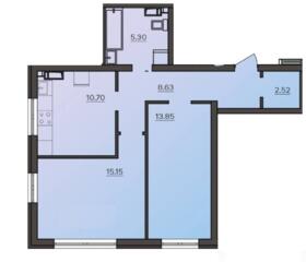 Продается 2-х комнатная квартира общей площадью 56.15 кв.м. ...
