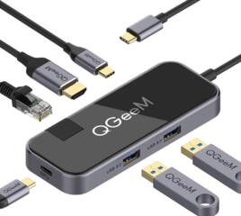 Концентратор док станция QGeem 6 port USB LAN TYPE C HDMI