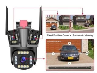 Охранная поворотная Wi-Fi IP камера с тремя объективами
