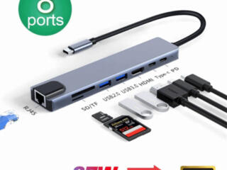 Док-станции. hub usb type C to HDMIi, dp. usb type C Vga Sd/tf Pd. lan