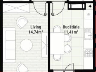 Se vinde apartament cu o suprafață de 42,30 m2 în complexul ...