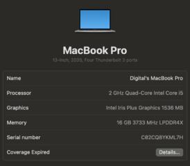 MacBook pro 13 2020 16/512