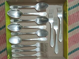 Набор Ложки Вилки Ножи из мельхиора, СССР,. В родном футляре