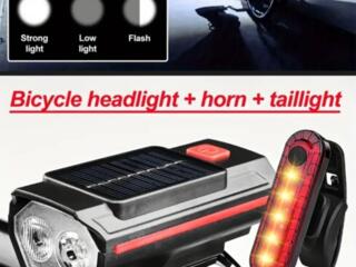 Набор ярких светодиодных фонарей для велосипеда с USB-зарядкой и солнечной