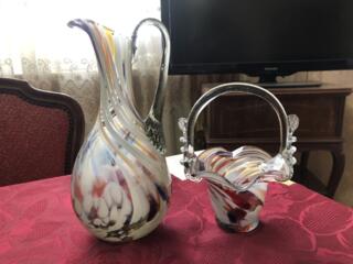 Изделия из художественного стекла - кувшин и ваза