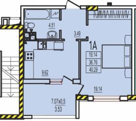 Продается 1-комнатная квартира площадью 40 кв.м на Академике Глушко в 