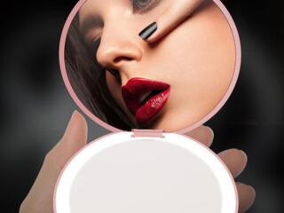 Круглое зеркало с подсветкой двойное с увеличением+фунция powerbank.