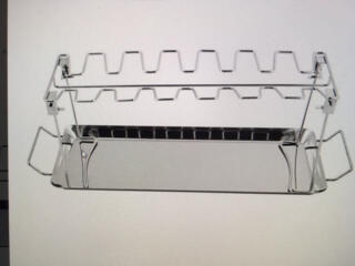 Барбекю подставка складная нержавейка с поддоном 46х14,5х3 см-180 лей