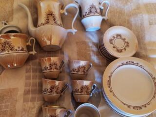 Кофейный сервиз Барановка, кофейная пара стекло, блюдо кувшин ваза