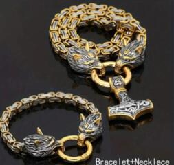 Комплект цепь с большим кулоном и браслет, новый.