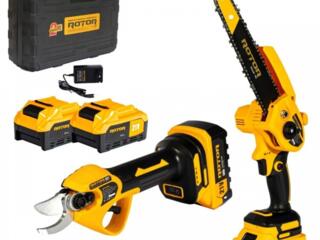 Мини пила+секатор ROTOR. 2 АКБ 21V/3Aч. Рассрочка+Ежедневные доставки