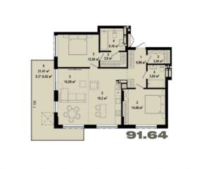 продаж 3-к квартира Бучанський, Ірпінь, 105386 $