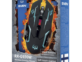 Мышь SVEN RX-G930W, USB, 5+1кн., беспров., 2400dpi, RGB, аккум. 400мАч