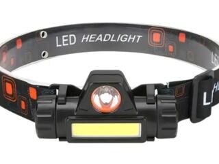 Светодиодный налобный фонарь, аккумуляторный, новый.