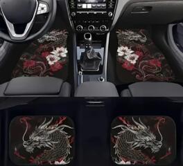 Набор из 4 автомобильных ковриков с эффектным рисунком дракона