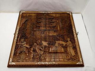 Нарды ореховые резные картина Битва Самураев эксклюзив!