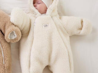 Комбинезон утепленный из меха, зима, молочный