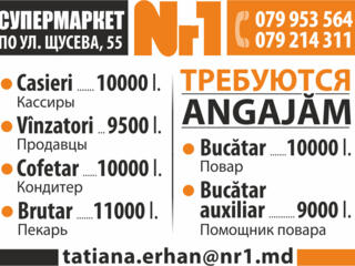 Продавцы, кассиры, пекарь, кондитер, помощник повара, грузчик.