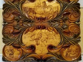 Нарды резные картина Охота Волчья на Лося эксклюзив!