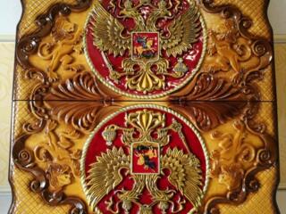 Нарды резные картина Гербы Россия эксклюзив!