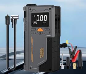 Портативный автомобильный стартер с компрессором, новый, в упаковке.