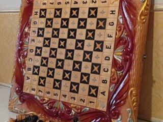 Нарды шахматы резные картина Сердца с Драконами эксклюзив!