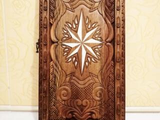 Нарды ореховые резные картина Роза Ветров с Волками эксклюзив!