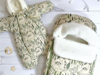 Зимний комплект: комбинезон и конверт в коляску р. 56-62 см