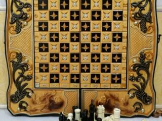 Нарды шахматы резные картина Львы эксклюзив!