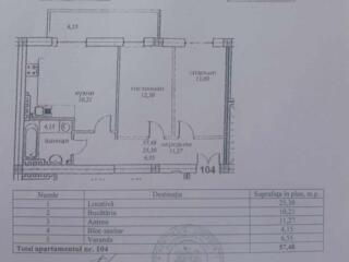 Apartament cu 2 camere, 57 m², la distanta de 7km de Chisinau