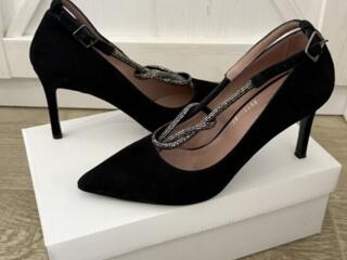 Замшевые туфли, шпилька 9 см р. 37, натуральная замша