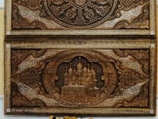 Нарды ореховые резные картина Собор Десятекупольный эксклюзив!