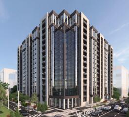 Однокомнатная квартира в Newton House с гостиной и панорамными окнами.