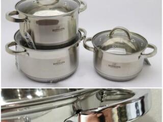 Кастрюли большие с крышками из нержавейки, новые