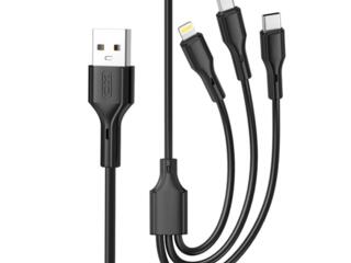 Кабель фирмы XO NB230 Rock Serie 3in1,Один провод на все гаджеты. Новый