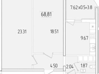 Продам квартиру 68.3 кв. м., 21/24, новый дом, жк 61-я Жемчужина.