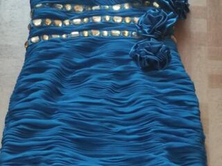 Итальянское, брендовое, вечернее платье, цвета Средиземного моря