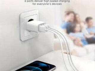 НОВАЯ МНОГОПОРТОВАЯ ЗАРЯДКА
3 порта обеспечивают зарядку для всех устройств