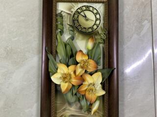 Картина-Часы из натуральной кожи