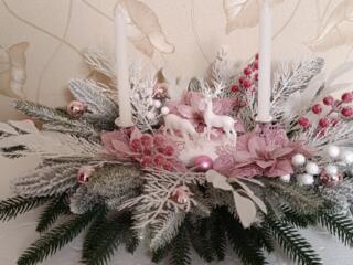 Новогодняя поделка с оленями и свечами