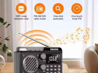 Портативное радио, перезаряжаемая батарея type-c, блютуз, флеш-карта, USB